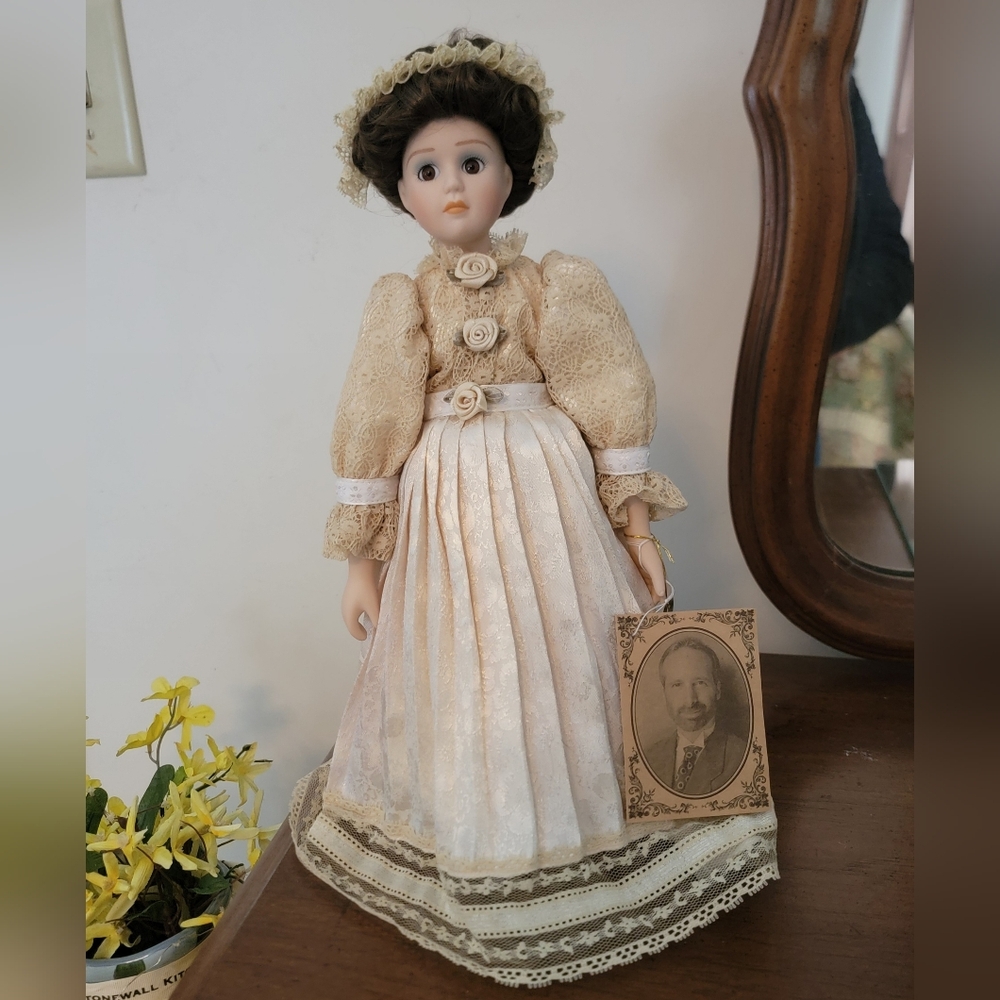 Charming Cream Lace Doll with Hat